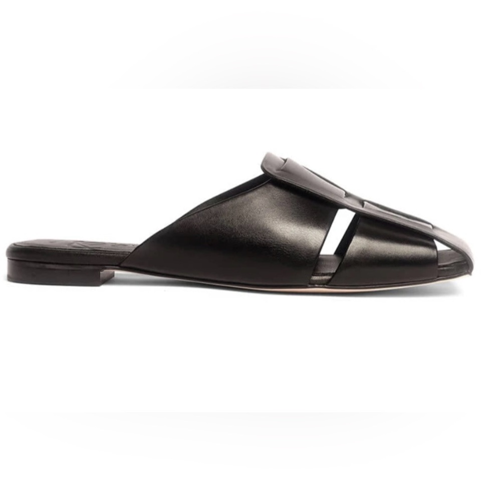 Anthony Veer Black Leather Slide Mules with Square Buckle - Picture 8 of 9
